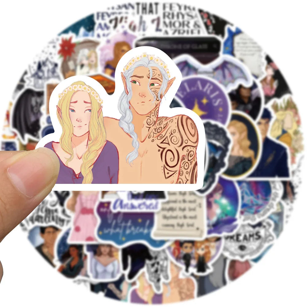 50pcs ACOTAR Stickers – Waterproof Bookish Decals for Laptops, Skateboards, Guitars & DIY Crafts