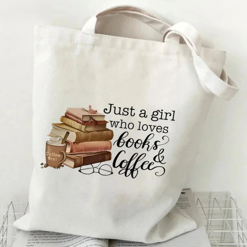 Just a Girl Who Loves Books – Vintage Rose Canvas Tote Bag for Book Lovers