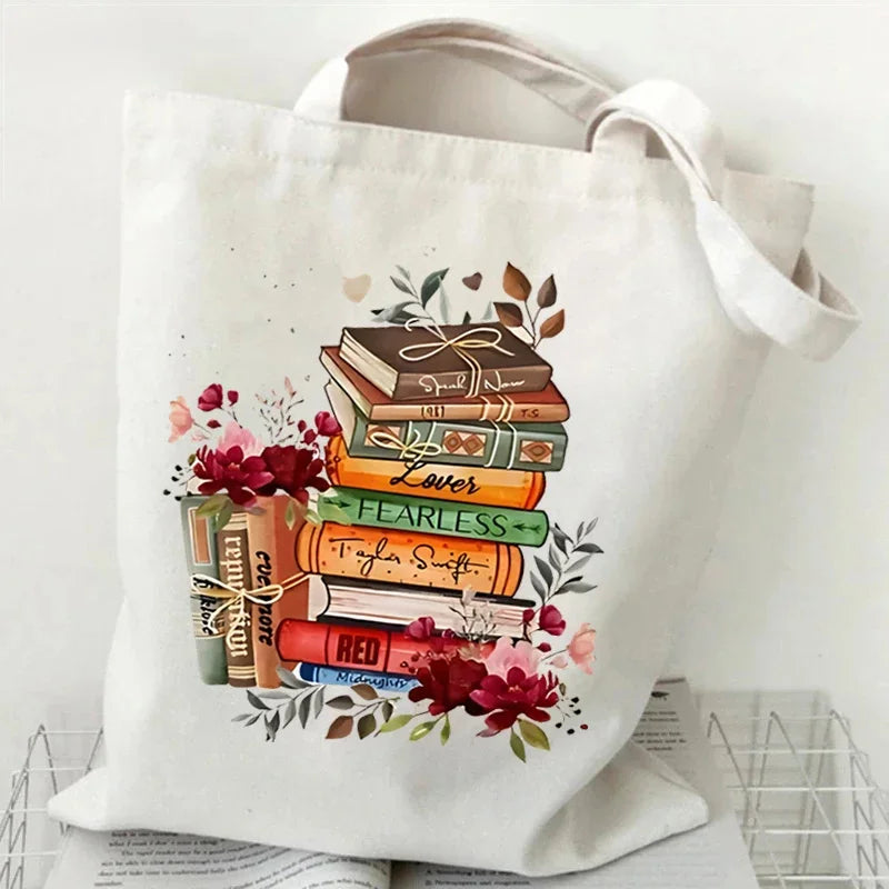 Just a Girl Who Loves Books – Vintage Rose Canvas Tote Bag for Book Lovers