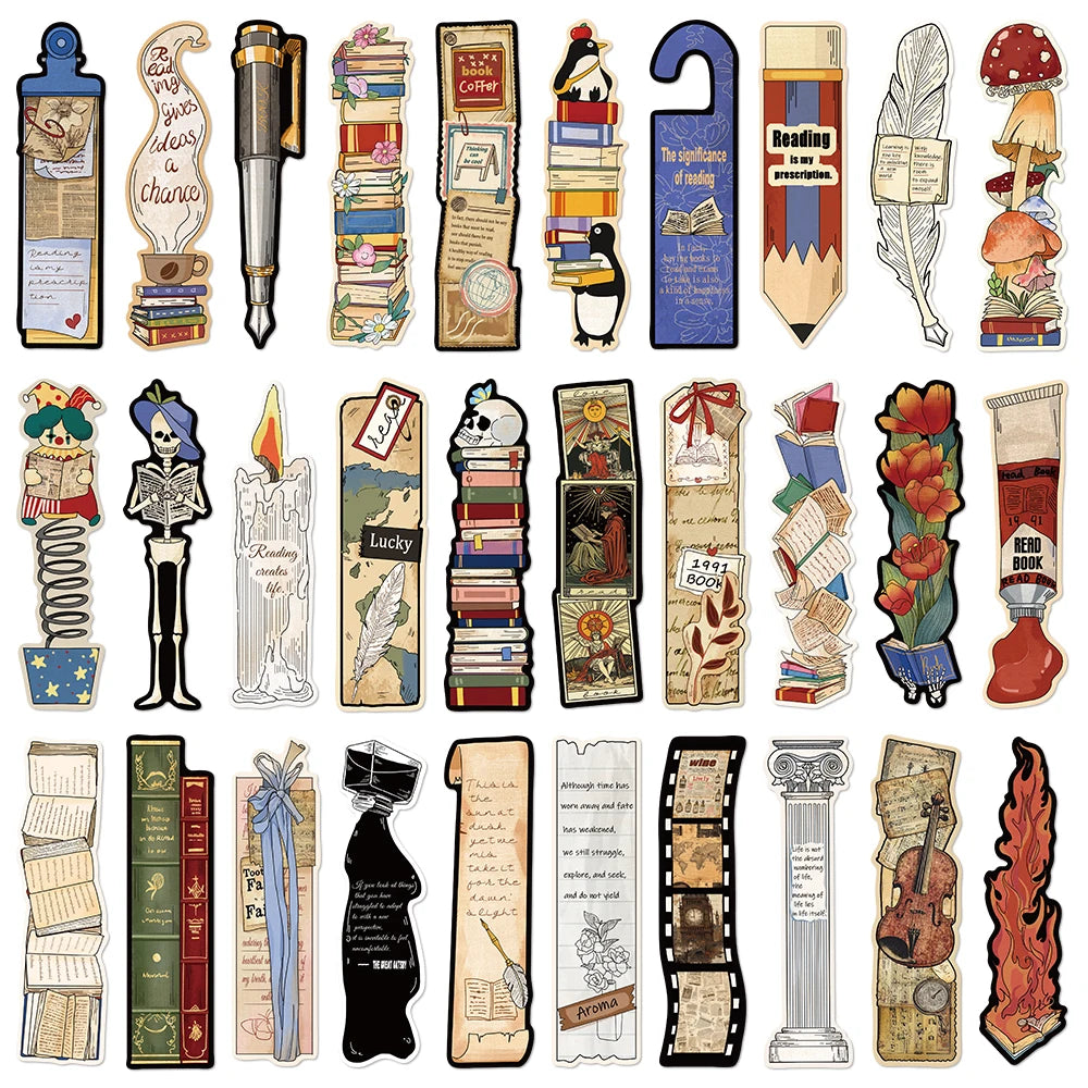 Set of 30 Vintage Academic Bookmarks – Unique Literary & Book-Themed Page Markers for Students & Book Lovers