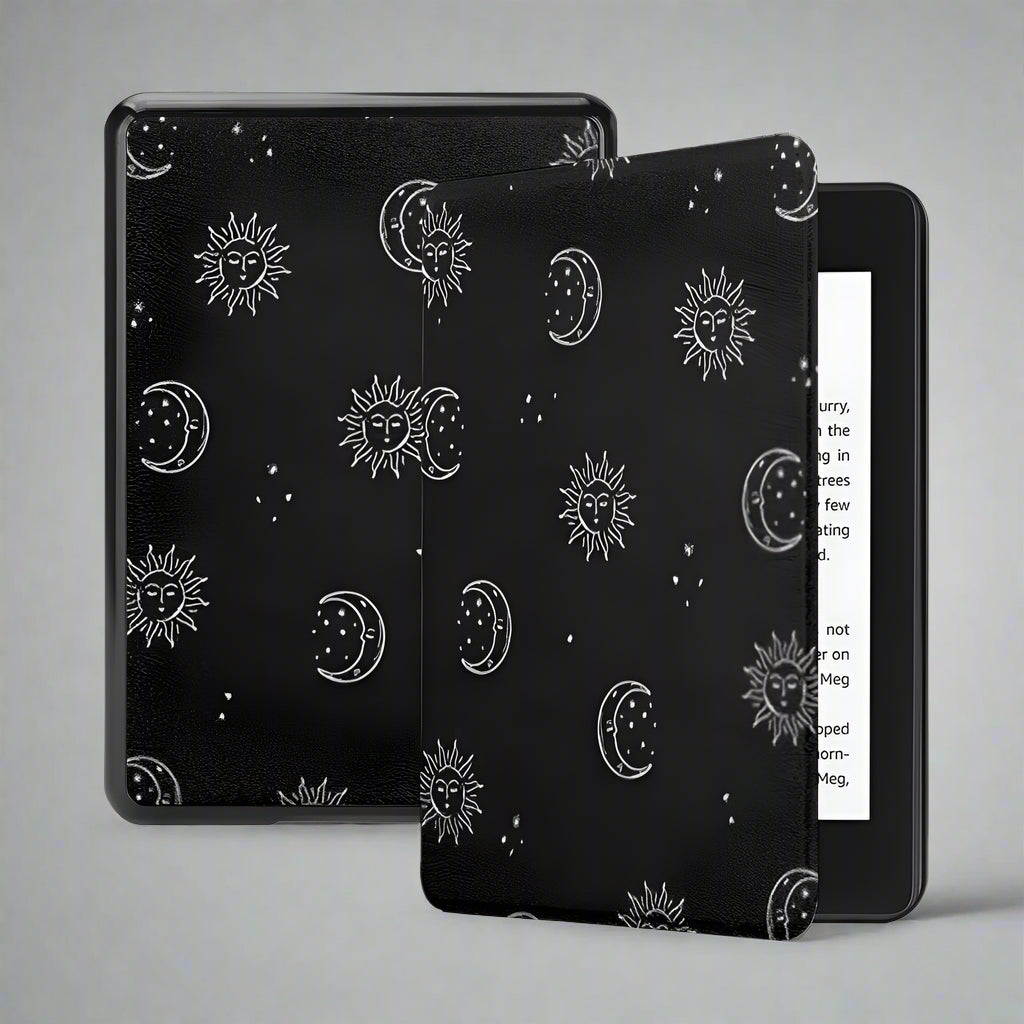 Celestial Moon & Floral Majesty Kindle Case – Fits Kindle Paperwhite (12th, 11th, 10th Gen) and Kindle Basic (11th Gen) – Faux Leather