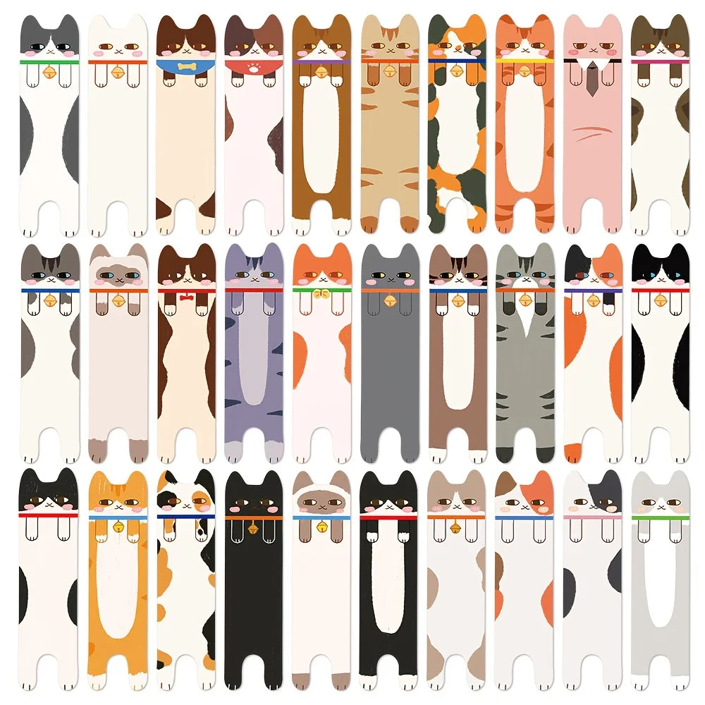Set of 30 Cute Double-Sided Cat Bookmarks – Perfect for Students, Reading, Office Use, and DIY Decoration