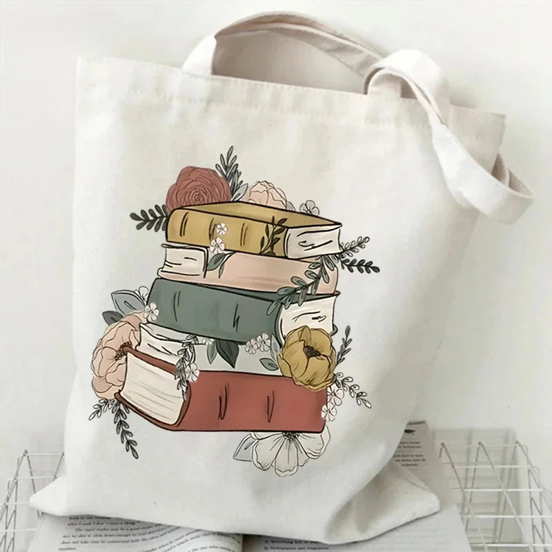 Just a Girl Who Loves Books – Vintage Rose Canvas Tote Bag for Book Lovers