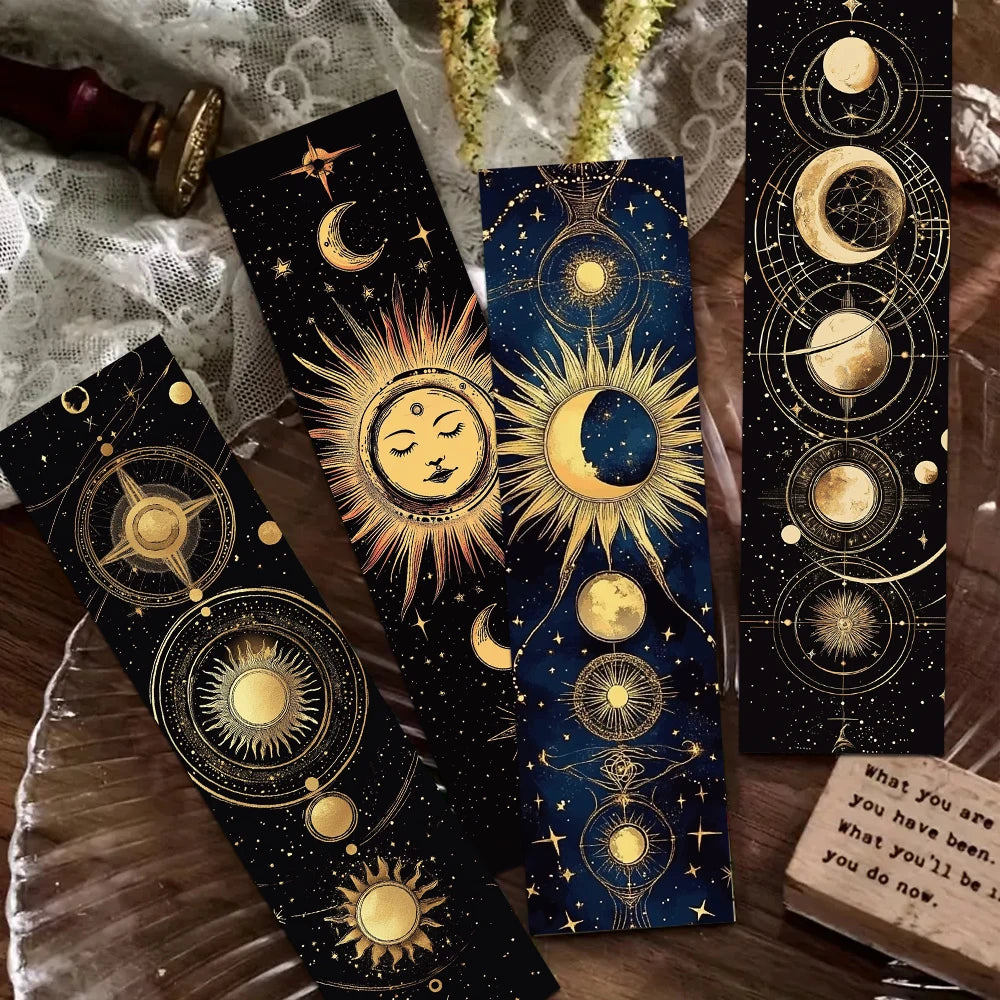 Set of 30 Mystical Celestial Bookmarks – Moons, Suns & Stars for Dreamy Reading Moments