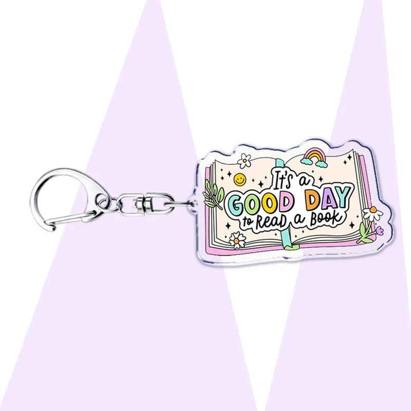 Funny Bookworm Keychains – Stainless Steel and Acrylic Keyrings for Book Lovers