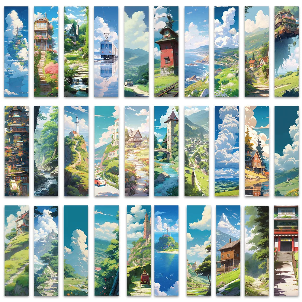 Set of 30 Hayao Miyazaki Anime-Style Bookmarks – Creative Art Reading Page Markers & Student Gift Set