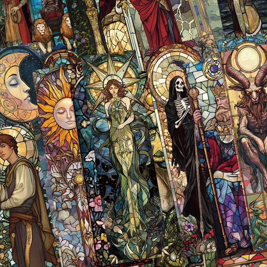 Set of 30 Stained Glass Tarot Bookmarks – Perfect for Students, Crafts & Page Marking