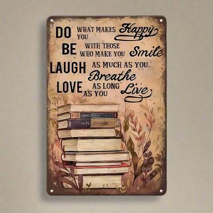 Vintage Metal Reading Sign – Retro Tin Wall Art for Home, Café, Library, or Bar