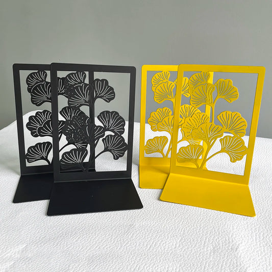 Delicate Ginkgo Leaf Bookends – Stylish Metal Design for Book Lovers