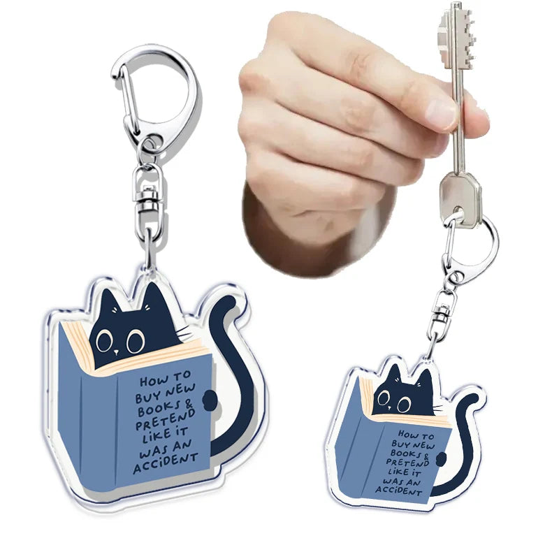 Funny Bookworm Keychains – Stainless Steel and Acrylic Keyrings for Book Lovers