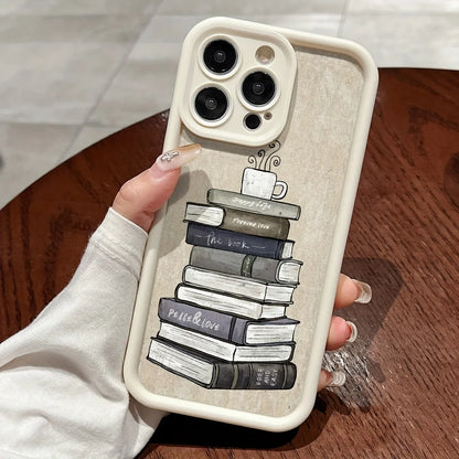 Antique White Book Pattern iPhone Case – Soft TPU Cover for iPhone 11–16, SE, XR, XS & More