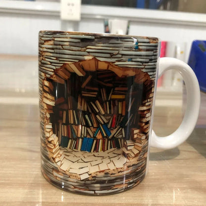 3D Bookshelf Mug – Creative Ceramic Coffee Cup for Book Lovers