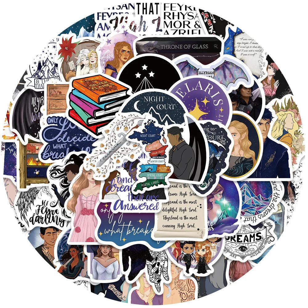 50pcs ACOTAR Stickers – Waterproof Bookish Decals for Laptops, Skateboards, Guitars & DIY Crafts