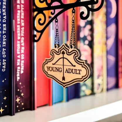 Hangable Bookend-Style Genre Signs – Shelf Decor for Book Lovers & Home Library Displays