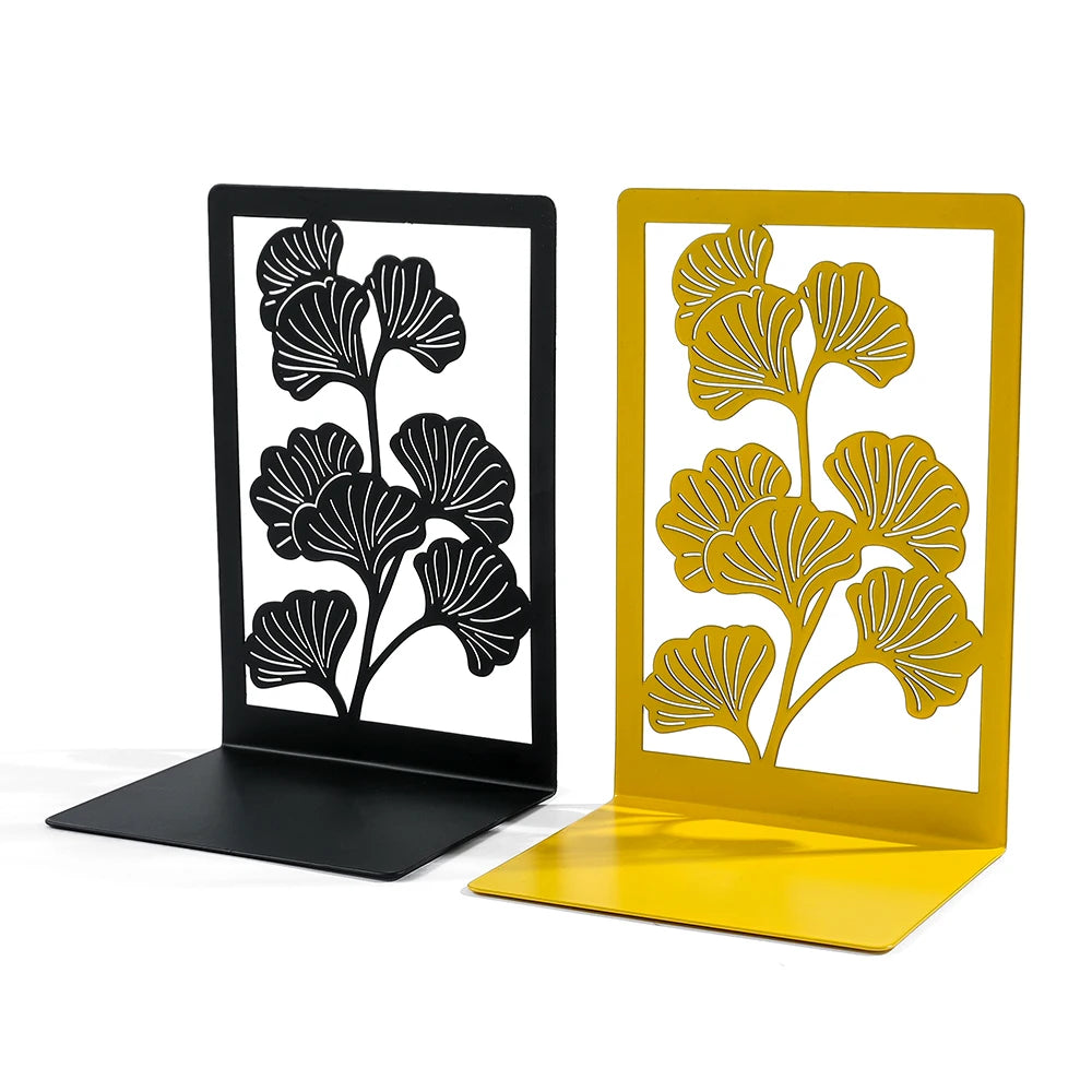 Delicate Ginkgo Leaf Bookends – Stylish Metal Design for Book Lovers