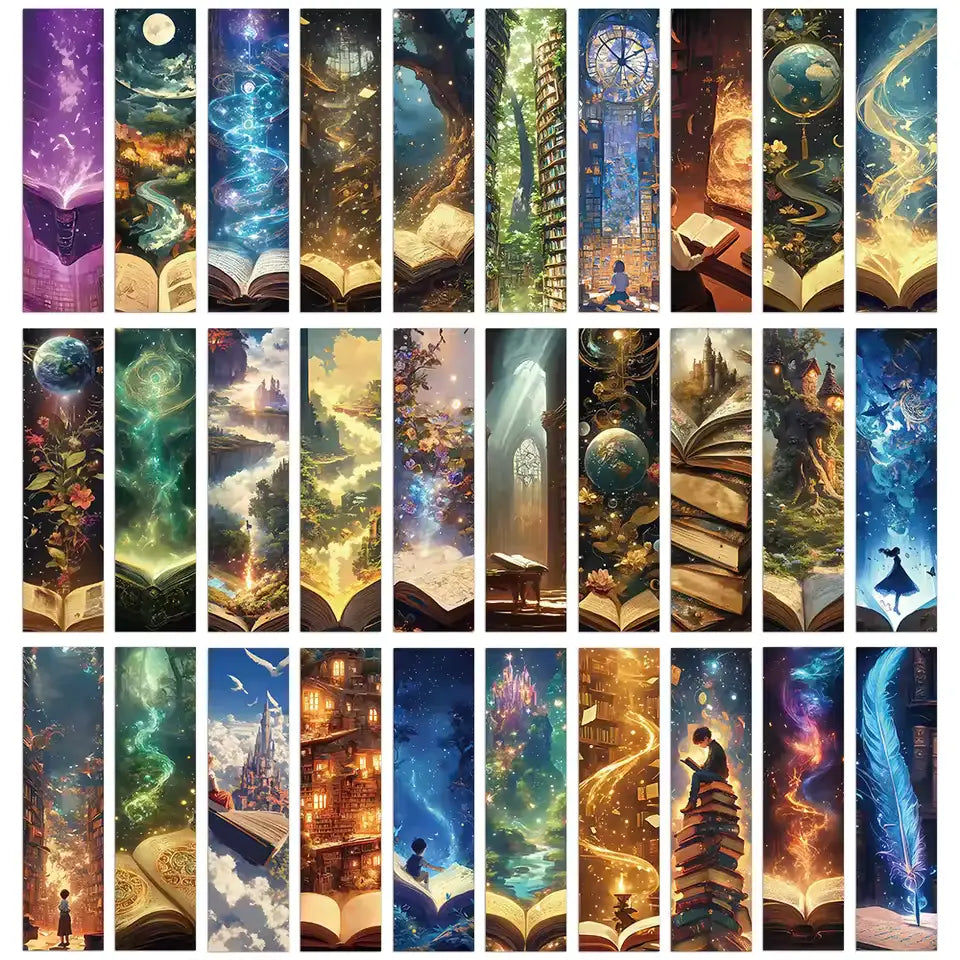 Set of 30 Wizarding Fantasy Bookmarks – Magical Page Markers for Stude ...