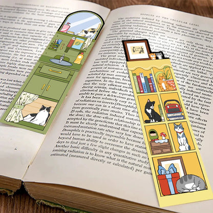 Set of 30 or 60 Cute Cartoon Cat Bookmarks – Waterproof Bookmark Cards for Students, Laptops, Luggage & Stationery