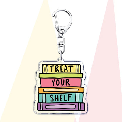 Funny Bookworm Keychains – Stainless Steel and Acrylic Keyrings for Book Lovers