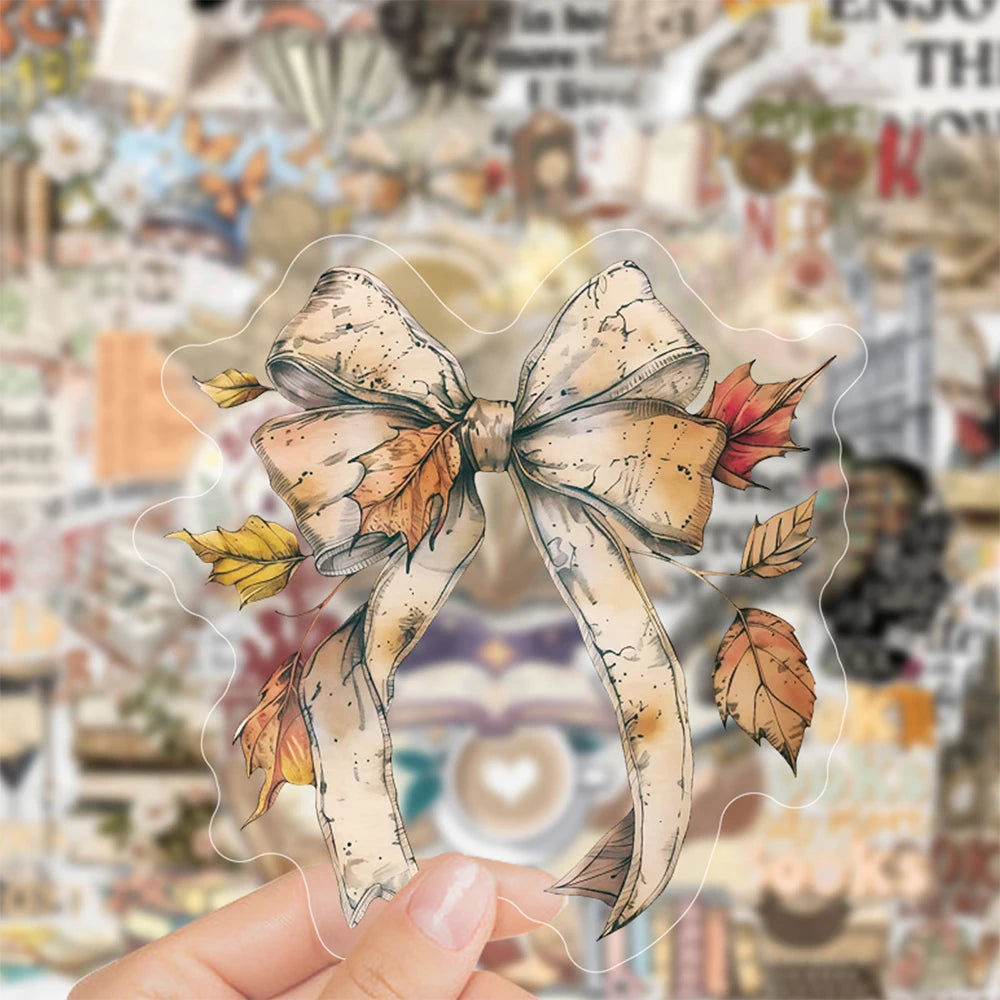 10/30/50pcs Retro Bookish Stickers – Transparent Aesthetic Decoration for Book Lovers, Notebooks, Journals & Luggage
