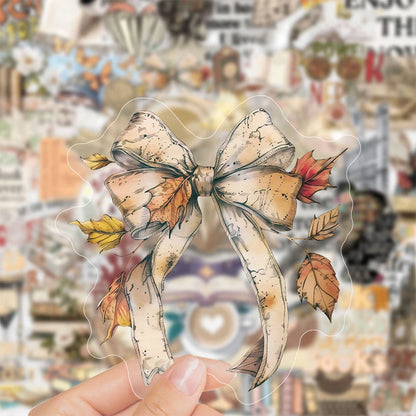 10/30/50pcs Retro Bookish Stickers – Transparent Aesthetic Decoration for Book Lovers, Notebooks, Journals & Luggage