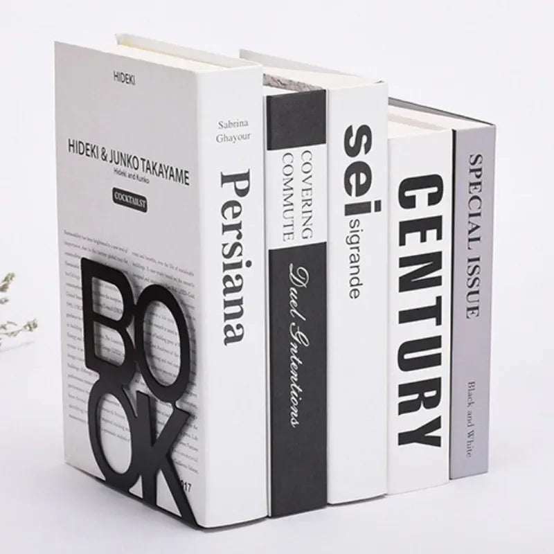 “BOOK” Iron Bookend – Stylish Decorative Shelf Holder for Readers, Home & Office