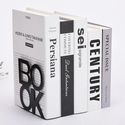 “BOOK” Iron Bookend – Stylish Decorative Shelf Holder for Readers, Home & Office