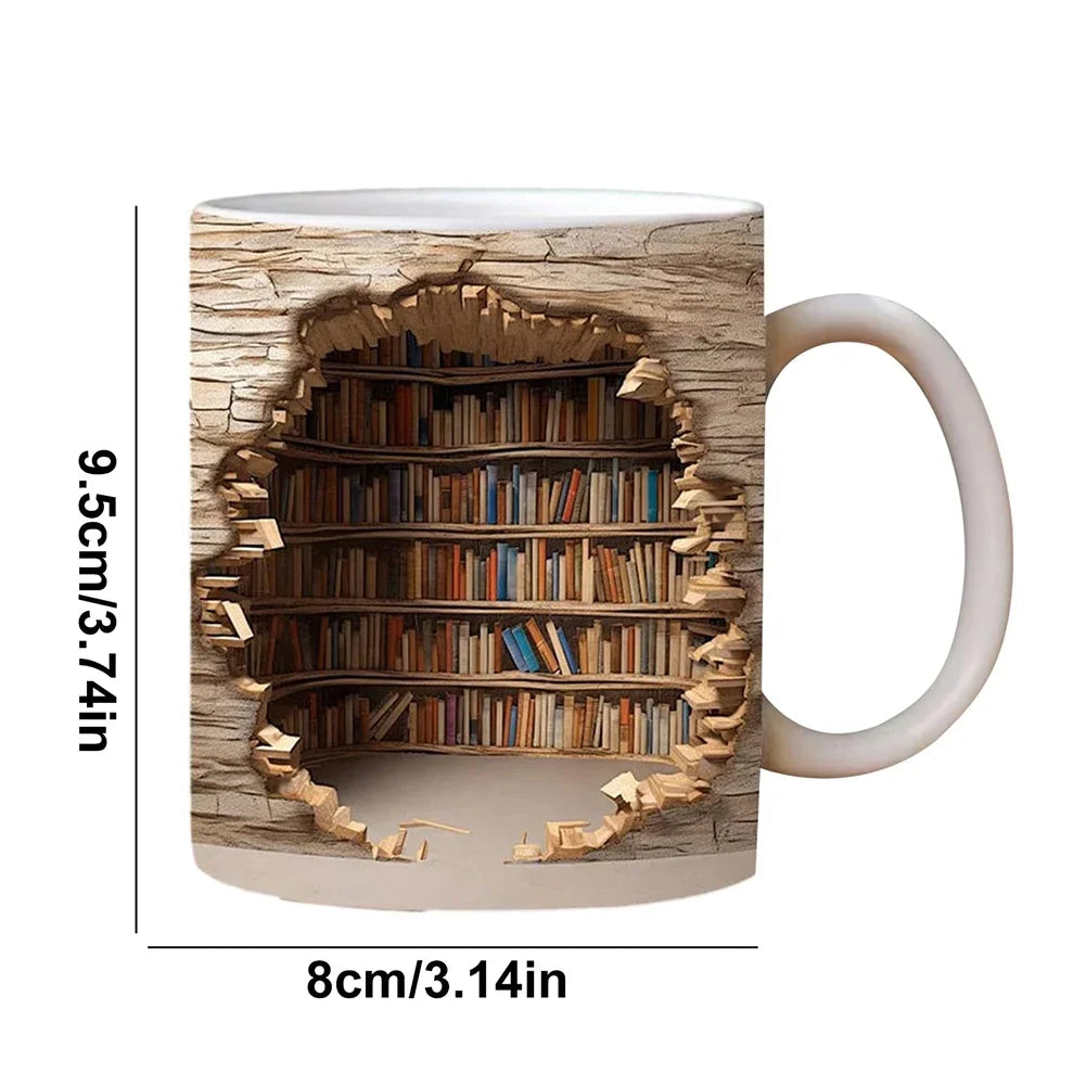 3D Bookshelf Mug – Creative Ceramic Coffee Cup for Book Lovers