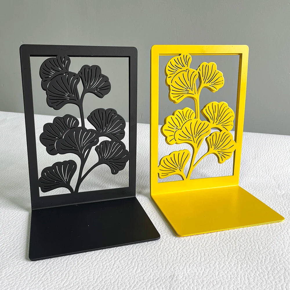 Delicate Ginkgo Leaf Bookends – Stylish Metal Design for Book Lovers