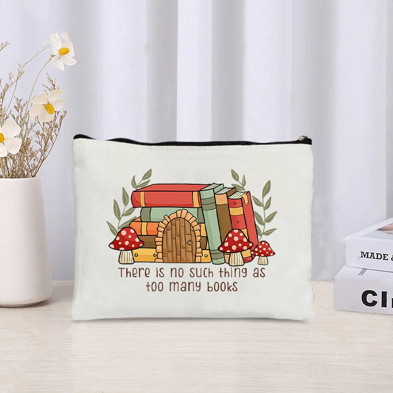 Book Lovers Canvas Pouch – Cute Organiser, Pencil Case & Makeup Bag