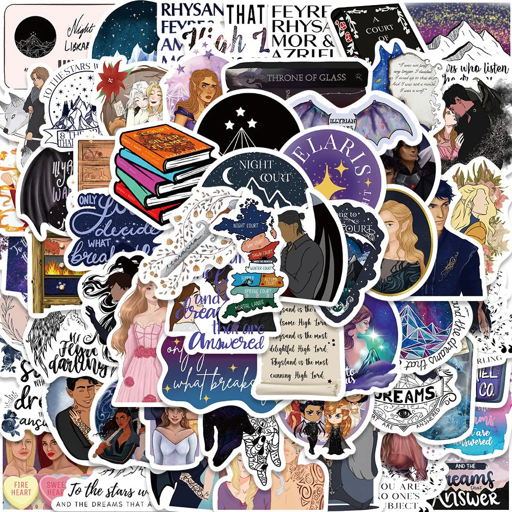 50pcs ACOTAR Stickers – Waterproof Bookish Decals for Laptops, Skateboards, Guitars & DIY Crafts