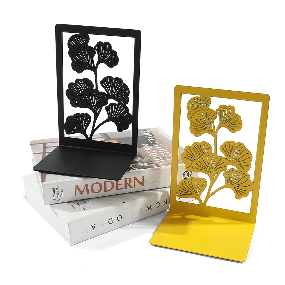 Delicate Ginkgo Leaf Bookends – Stylish Metal Design for Book Lovers