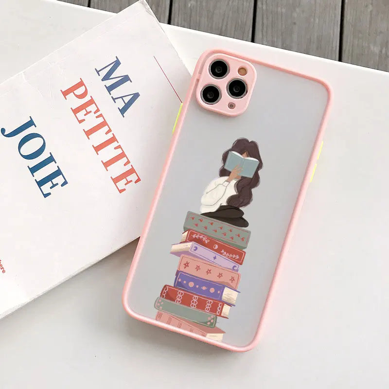 Bookish Girl iPhone Case – Cute Shockproof Cover for iPhone X–16 Pro Max, Mini & Plus