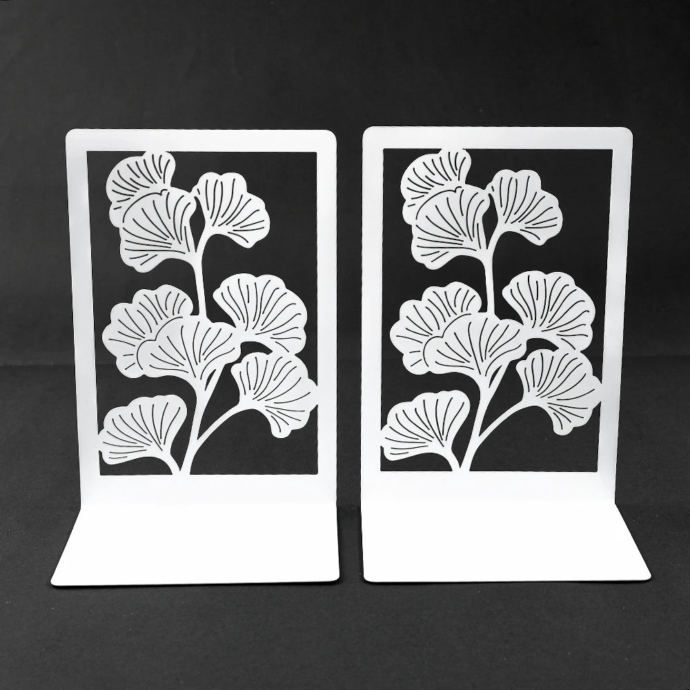 Delicate Ginkgo Leaf Bookends – Stylish Metal Design for Book Lovers