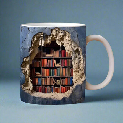 3D Bookshelf Mug – Creative Ceramic Coffee Cup for Book Lovers