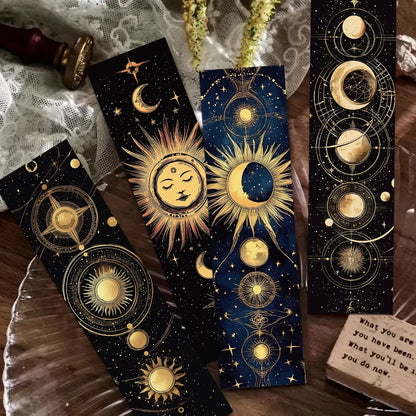 Set of 30 Mystical Celestial Bookmarks – Moons, Suns & Stars for Dreamy Reading Moments