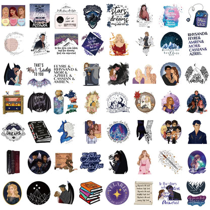 50pcs ACOTAR Stickers – Waterproof Bookish Decals for Laptops, Skateboards, Guitars & DIY Crafts