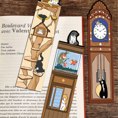 Set of 30 or 60 Cute Cartoon Cat Bookmarks – Waterproof Bookmark Cards for Students, Laptops, Luggage & Stationery