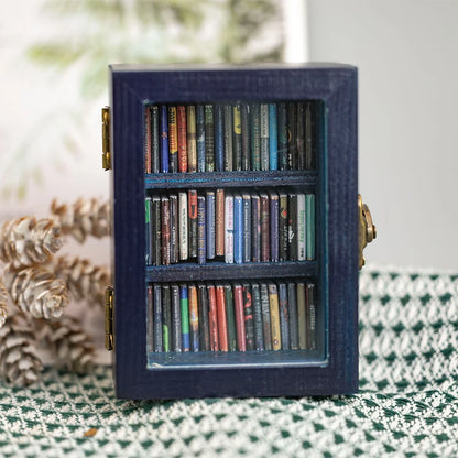 Shakeable Mini Bookshelf – Stress-Relieving Wooden Book Ornament & Dollhouse Decor