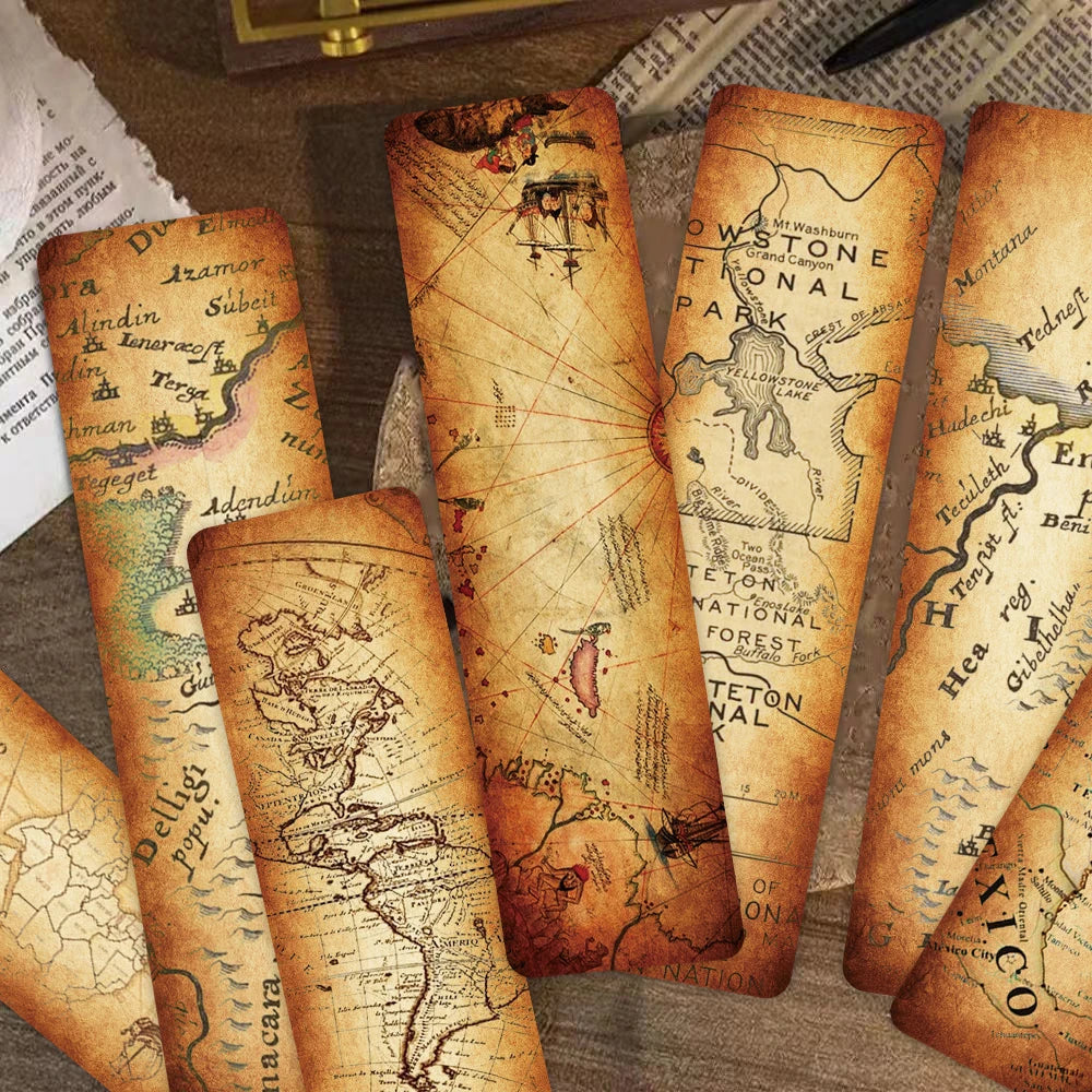 Set of 30 Vintage Map Bookmarks – Antique-Style Page Markers for Books ...