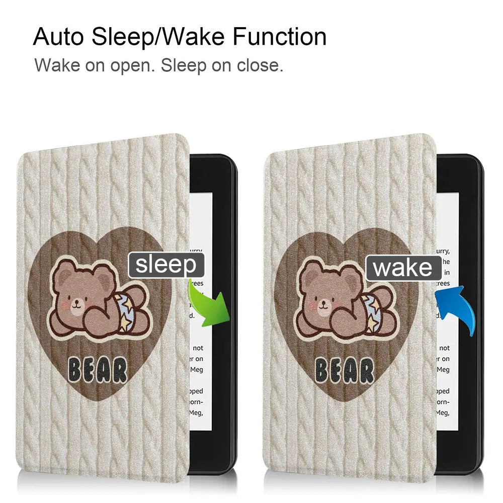 Cherry & Bear Kindle Cases – Faux Leather & Silicone Soft Shell for Basic & Paperwhite (10th–12th Gen)