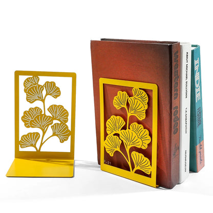 Delicate Ginkgo Leaf Bookends – Stylish Metal Design for Book Lovers