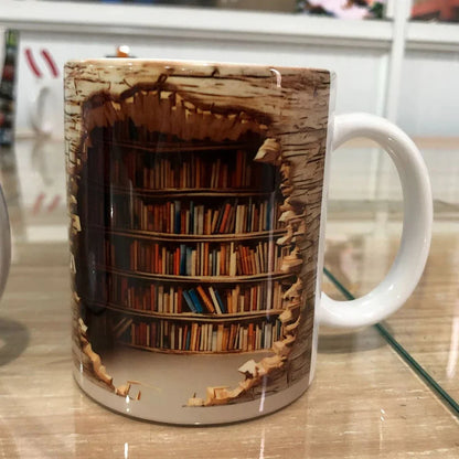 3D Bookshelf Mug – Creative Ceramic Coffee Cup for Book Lovers